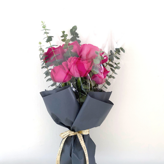 Classic Fresh Shocking Pink Roses Bouquet